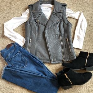 Faux Leather Gray Vest